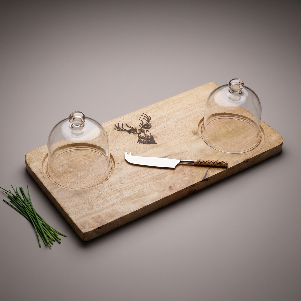 Black Reindeer cheese platter (double glass dome)
