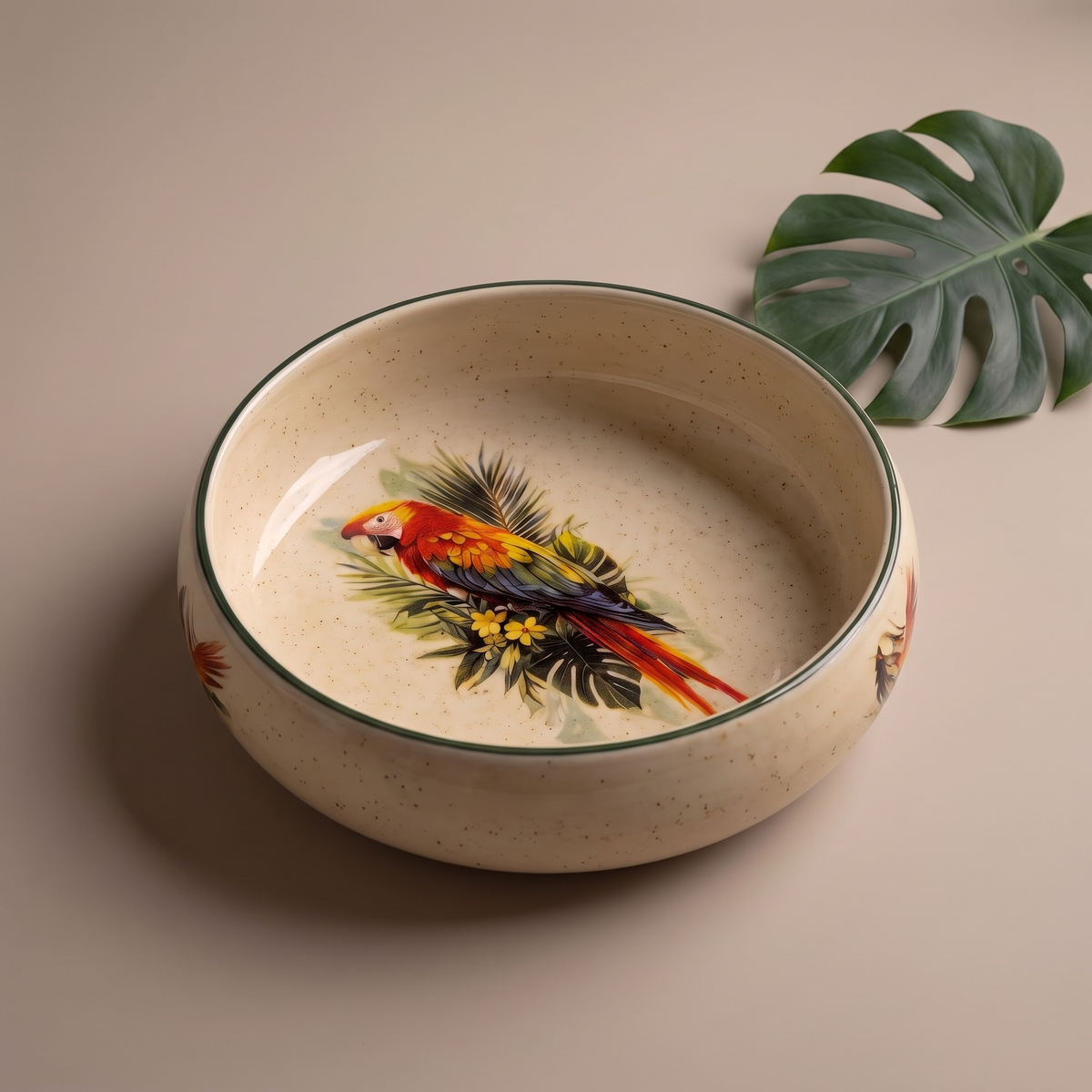 Tropical round salad bowl