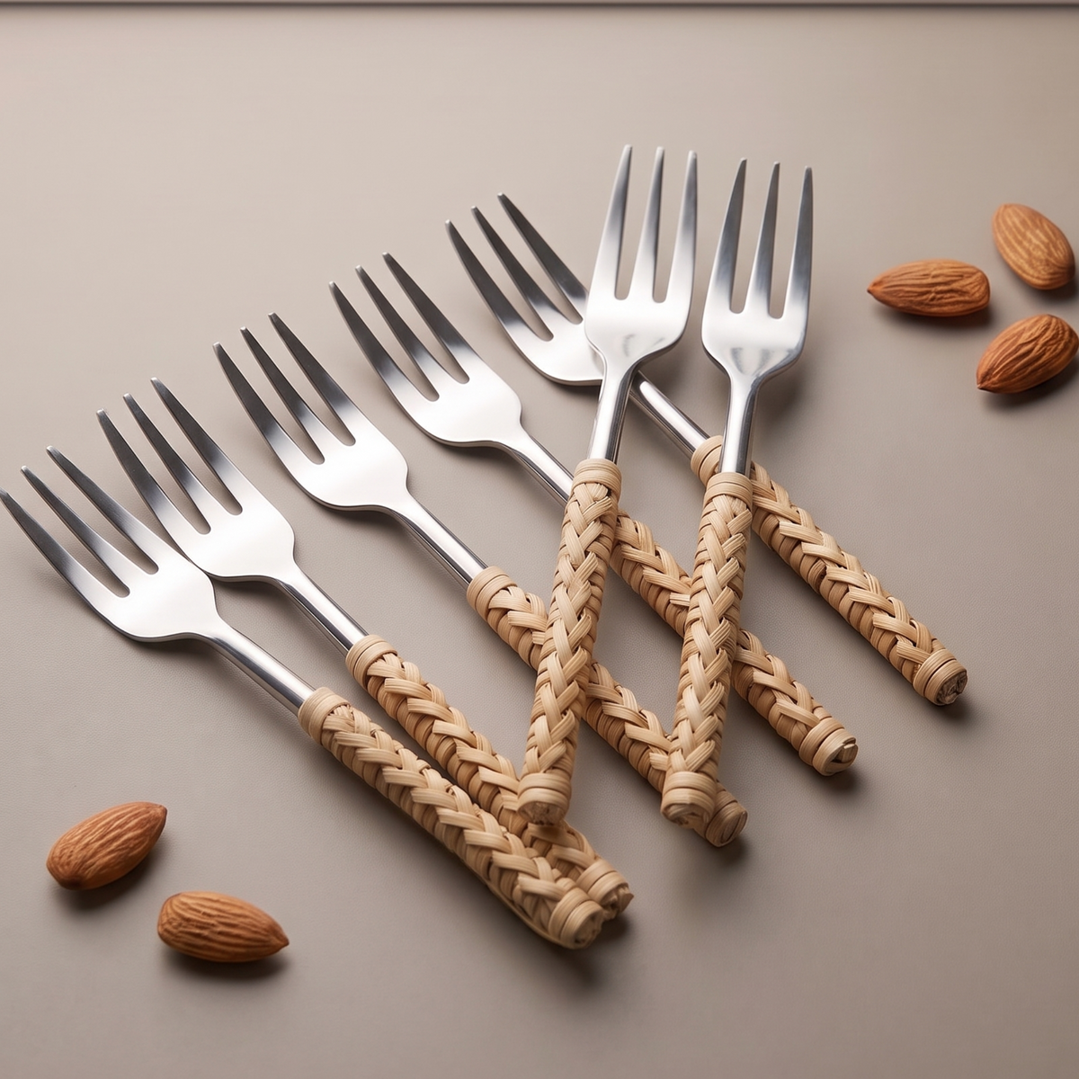 Rattan cocktail forks (set of 6)