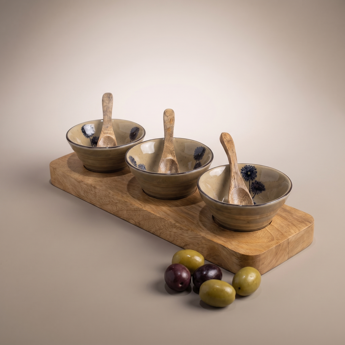 Olive & Dandelion triple dip tray