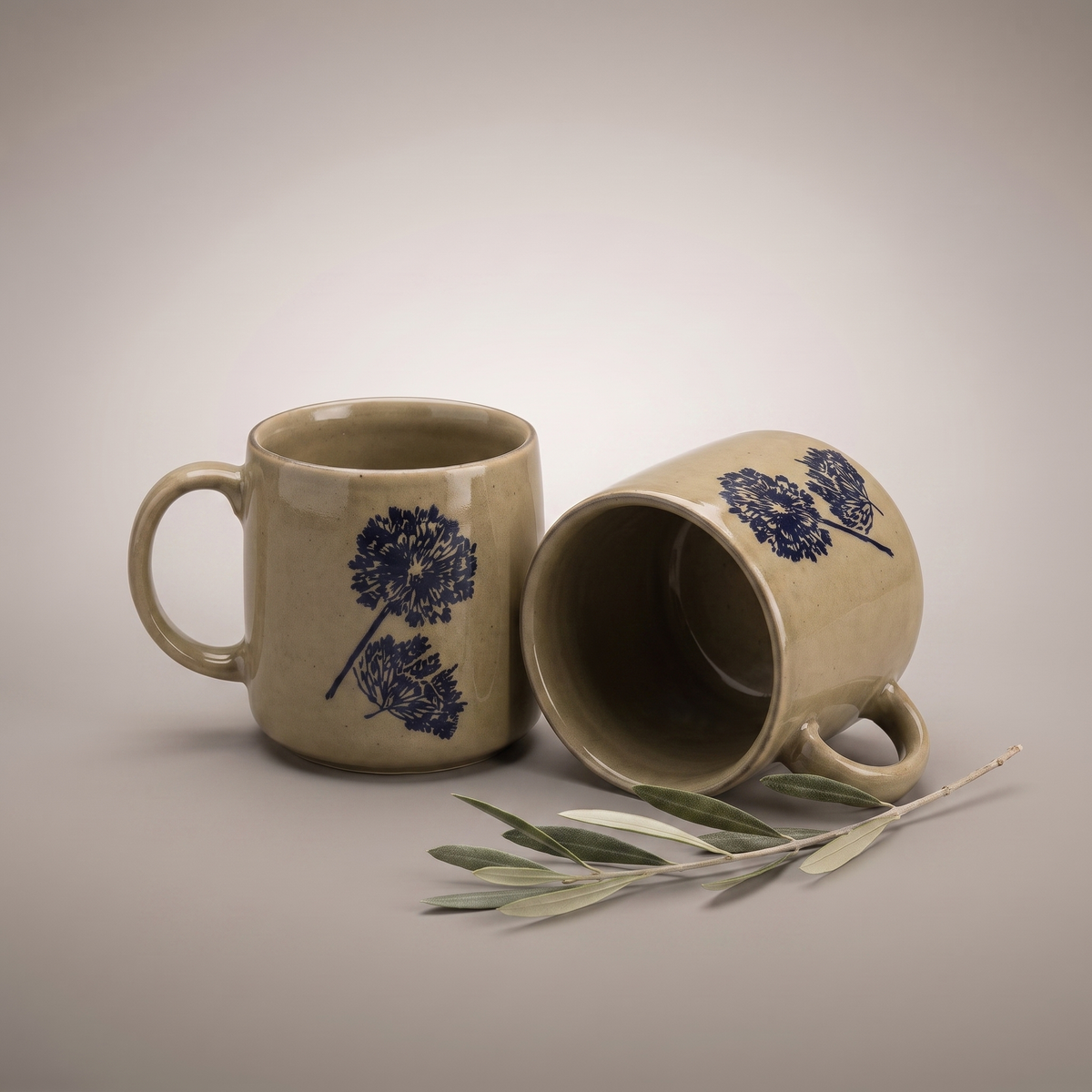 Olive & Dandelion coffee mugs (set of 2)