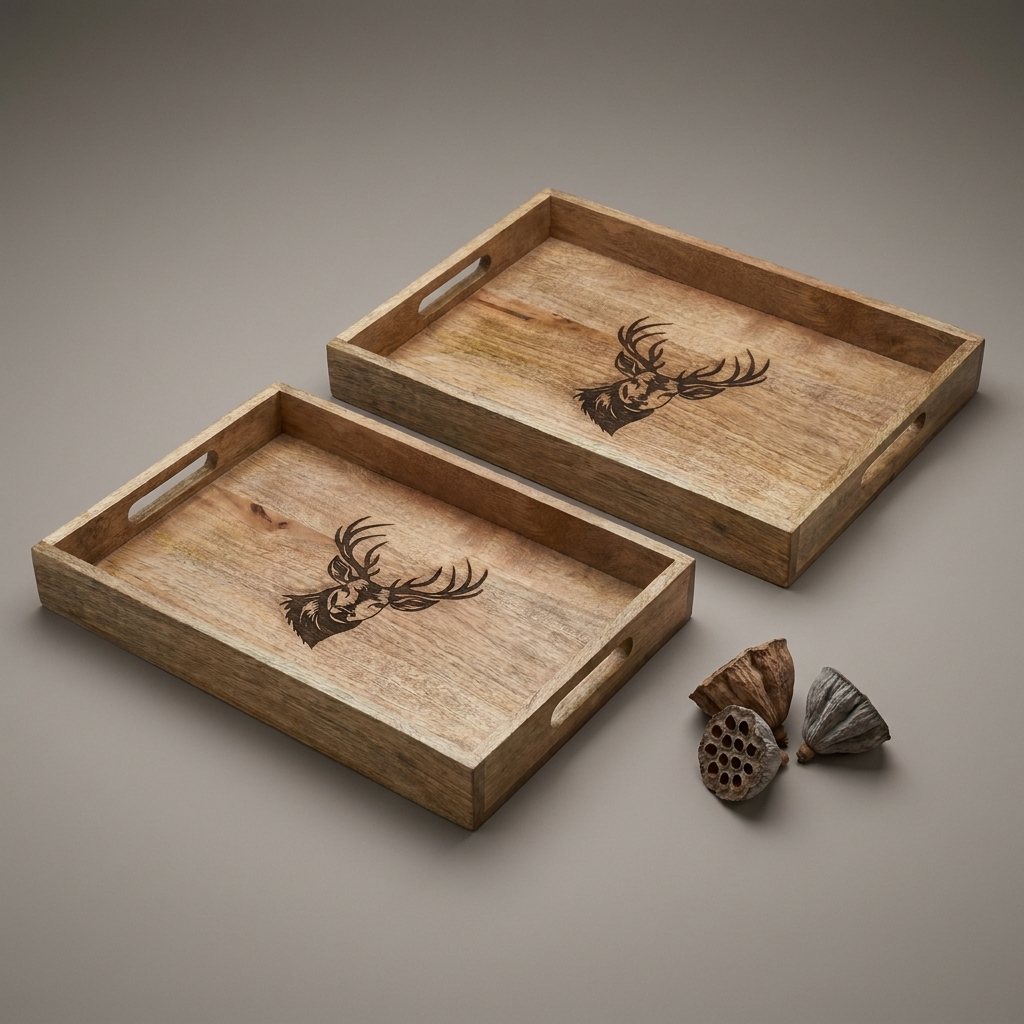 Black Reindeer rectangular trays (set of 2 sizes)