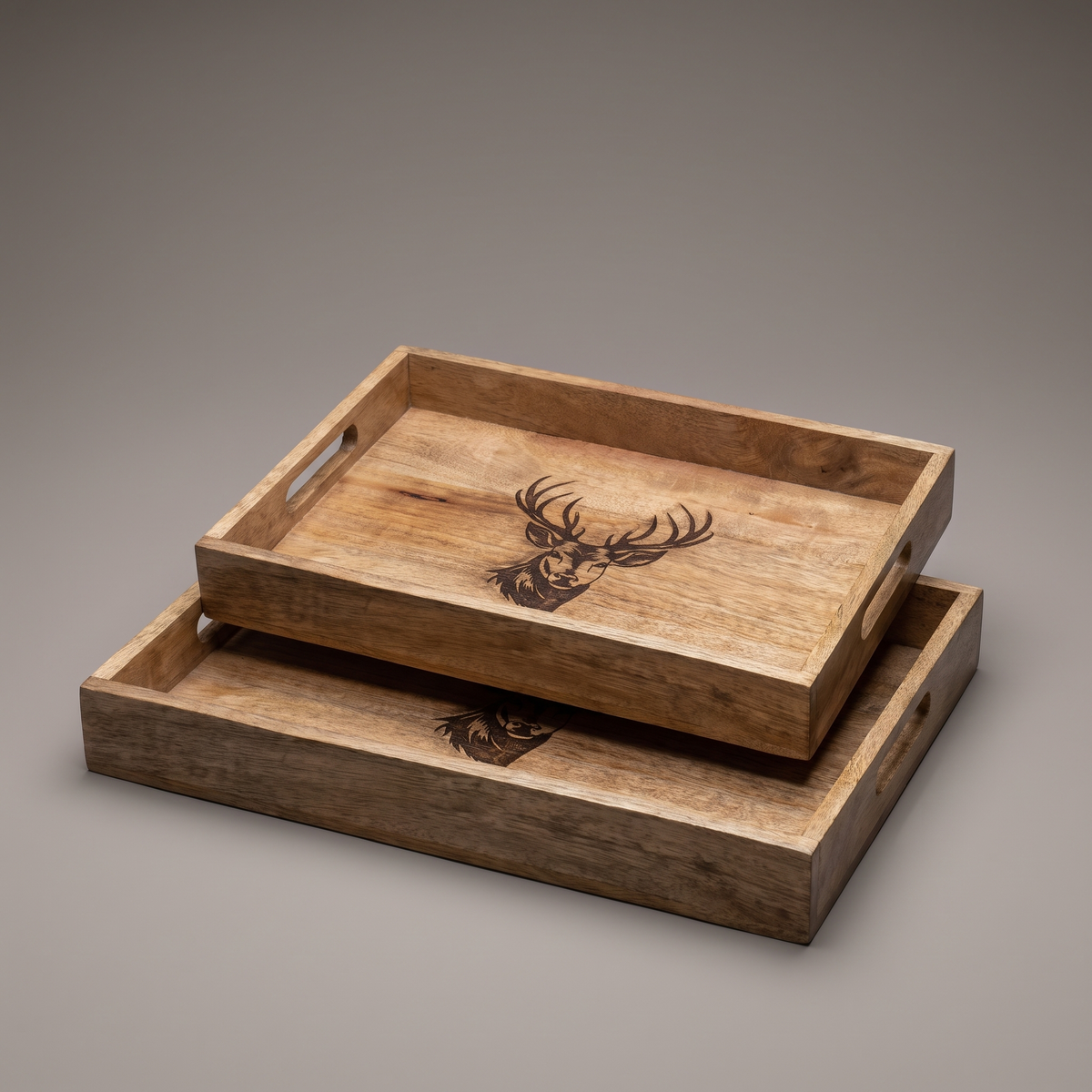 Black Reindeer rectangular trays (set of 2 sizes)