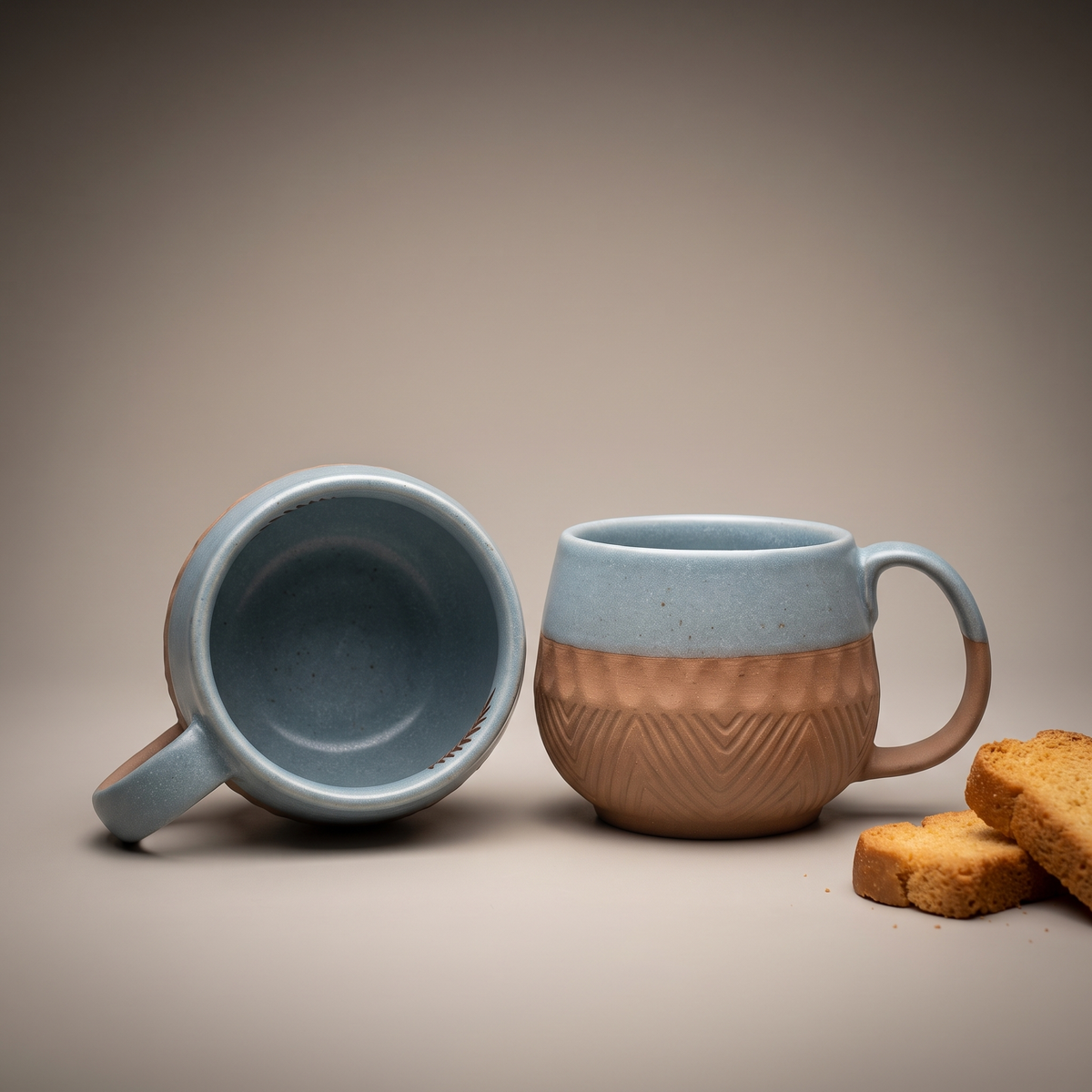 Dual Tone embossed coffee mugs (set of 2)