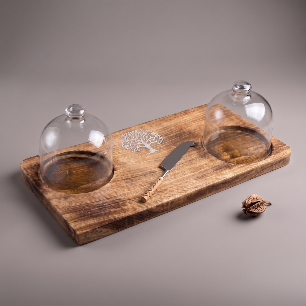 White Tree of Life cheese platter (double glass dome)