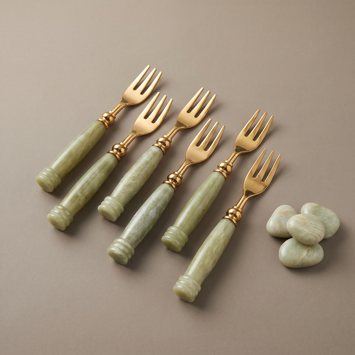 Jade cocktail forks (set of 6)