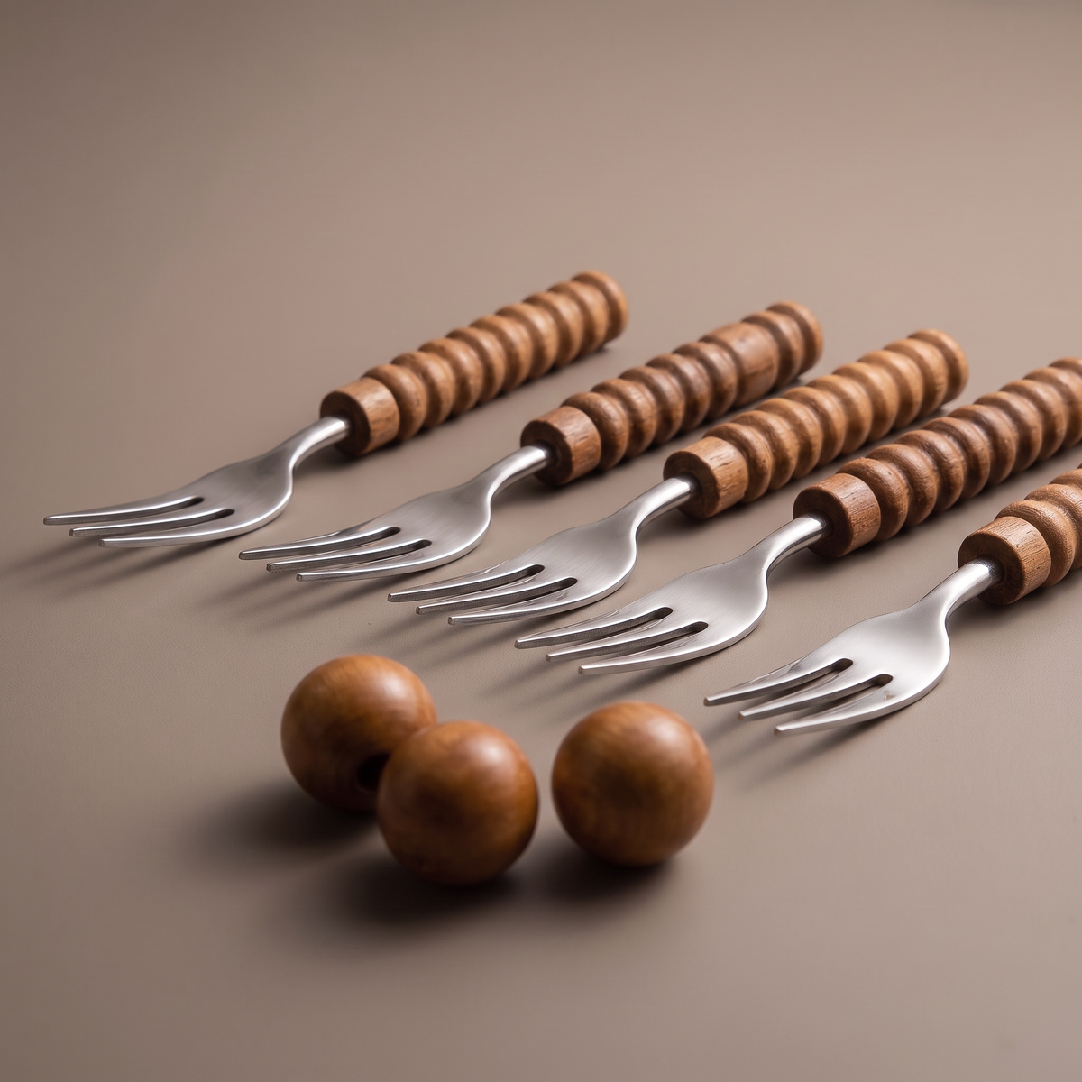 Wood cocktail forks (set of 6)
