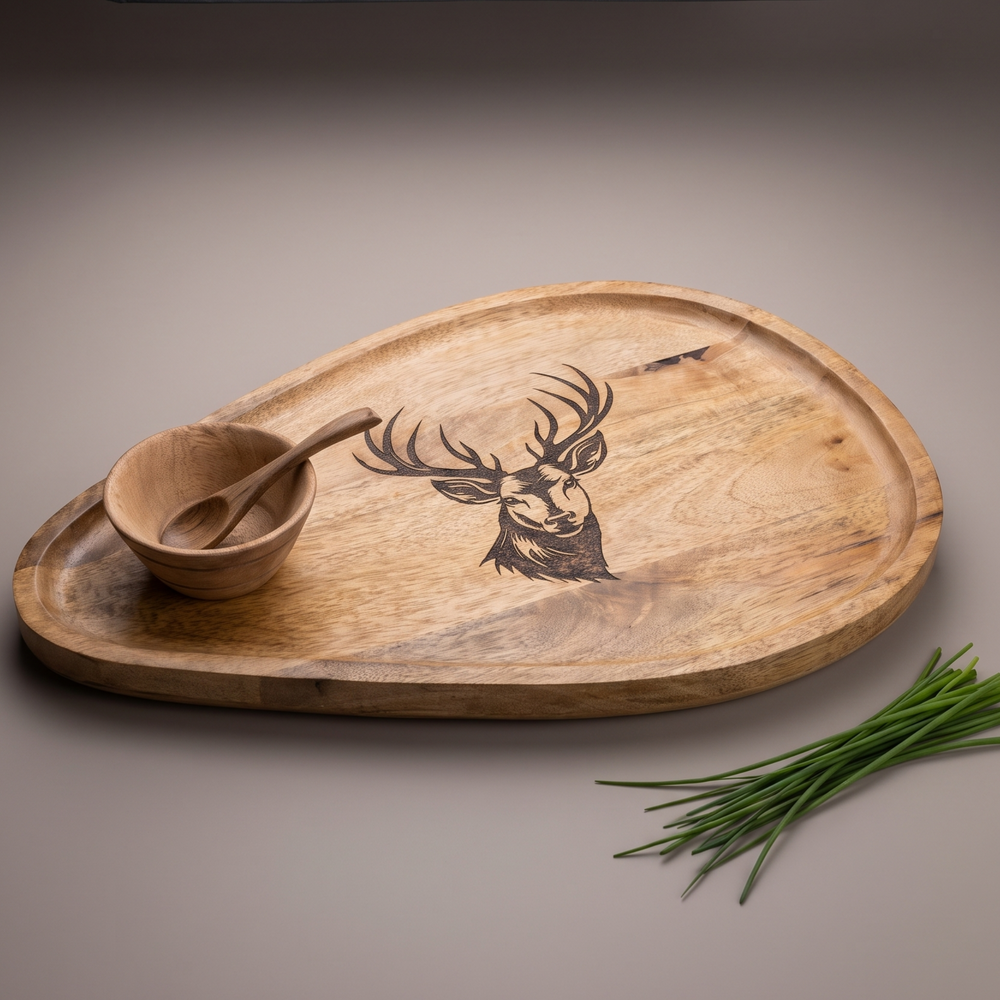Black Reindeer oval platter (with dip bowl and spoon)