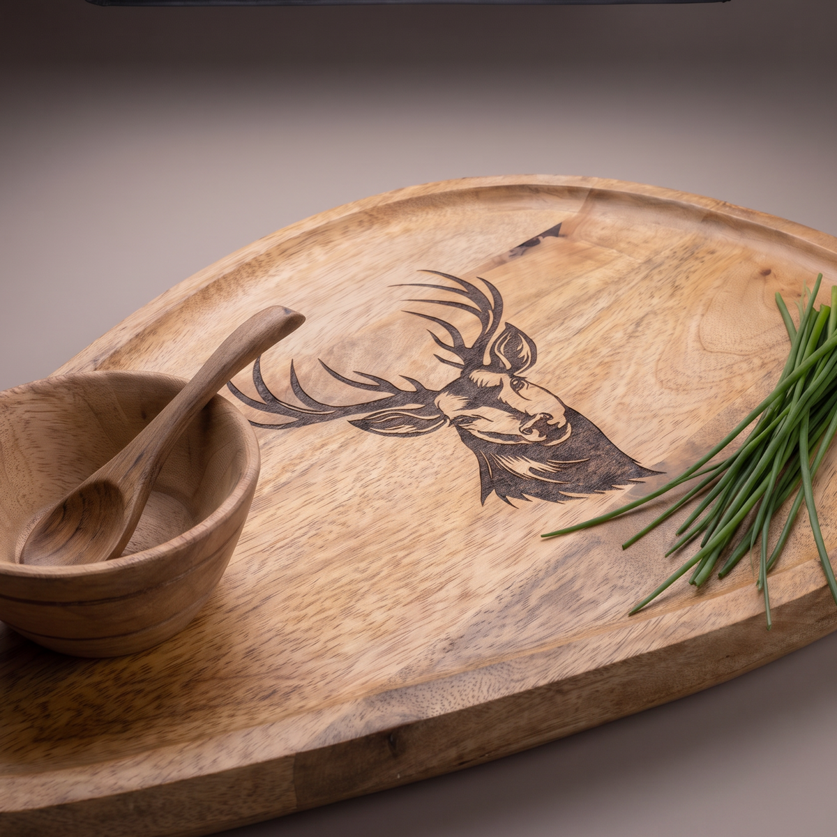Black Reindeer oval platter (with dip bowl and spoon)