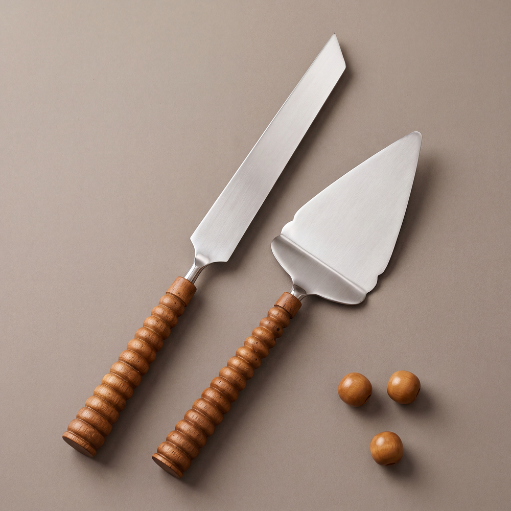 Wood Cake Set of 2 (Knife with Cake Lifting Spatula)