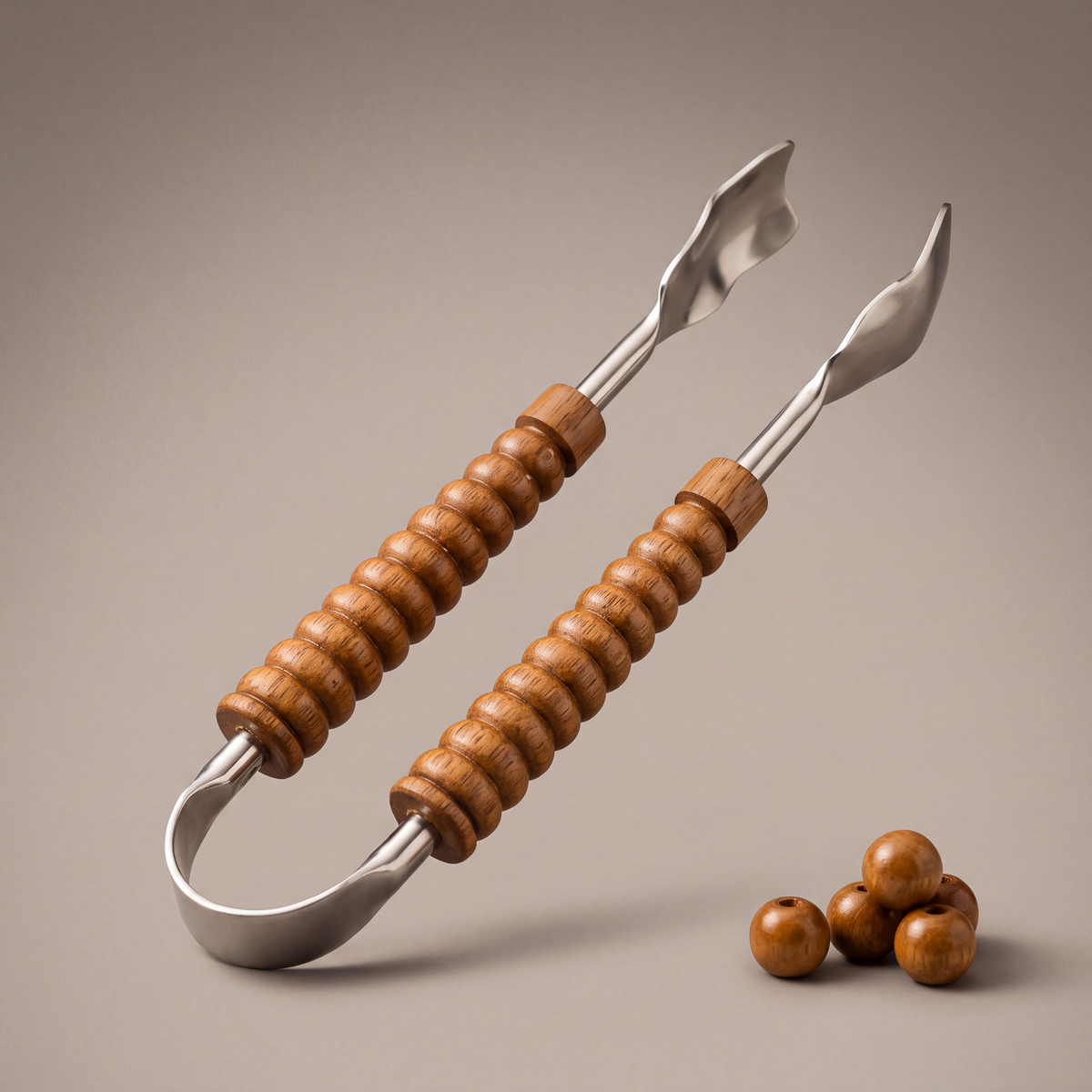 Wood pastry tong