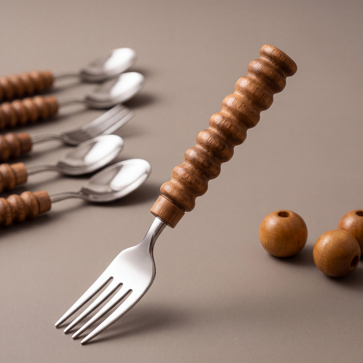 Wood coffee spoons & cocktail forks (set of 12)
