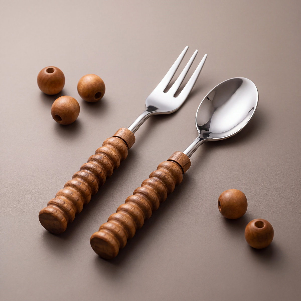 Wood coffee spoons & cocktail forks (set of 12)